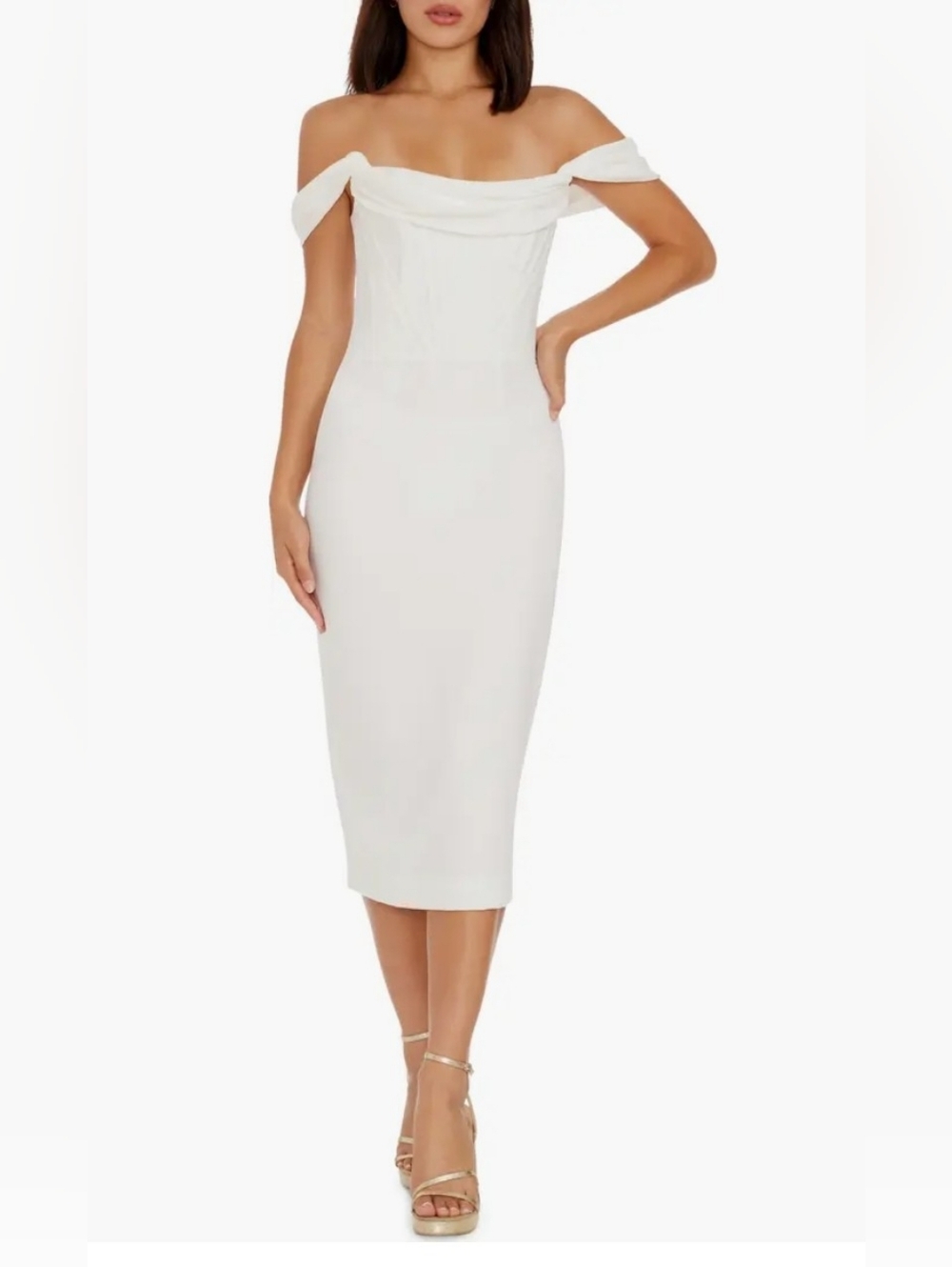 Vickie Off the Shoulder Midi Corset Dress
Dress the Population.